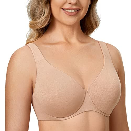 Image of DELIMIRA Women's Minimiser Bra Plus Size Non Padded Underwired Seamless Comfort Bras Oatmeal Heather 34DD