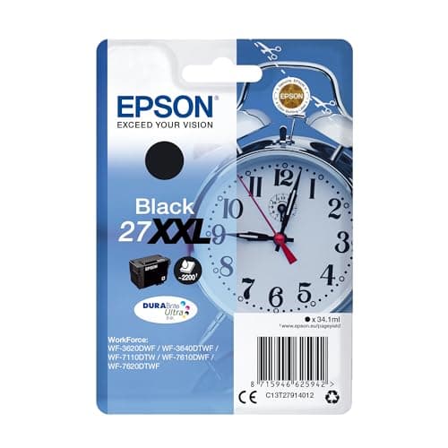 Image of Epson 27XXL Black Alarm Clock Extra High Yield Genuine, DuraBrite Ultra Ink Cartridge
