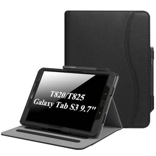 Image of FINTIE Case for Samsung Galaxy Tab S3 9.7-Inch Tablet (SM-T820/T825) - [Corner Protection] Multi-Angle Viewing Stand Cover with Protective S Pen Holder Card Pocket Auto Sleep/Wake, Black