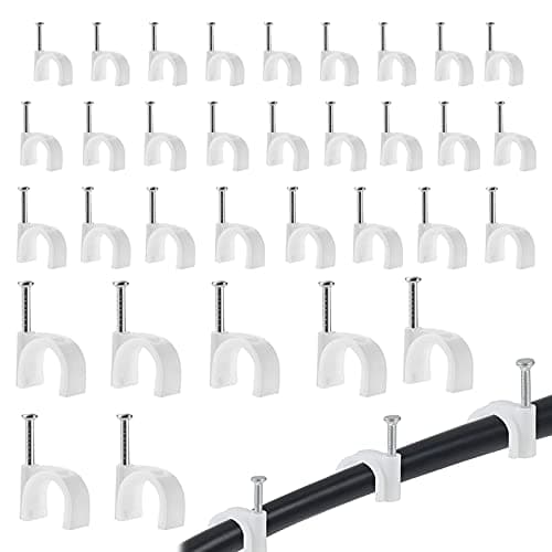 Image of 400Pcs Cable Clips, Cable Clips White 4mm 6mm 8mm 10mm, Used for ethernet Cable, Telephone line, TV Cable (White-4/6/8/10mm)