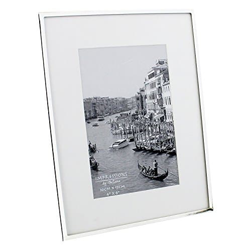 Image of Impressions narrow silver plated 5" x 7" photo frame with white mount boarder