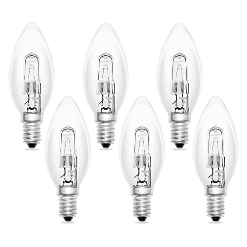 Image of SCNNC C35 E14 28W Candle Light Bulbs, Small Edison Screw Bulb C35 230V Dimmable, Warm White 2700K, SES E14 Clear Candle Bulb for Chandeliers, Wall Lights, Pack of 6