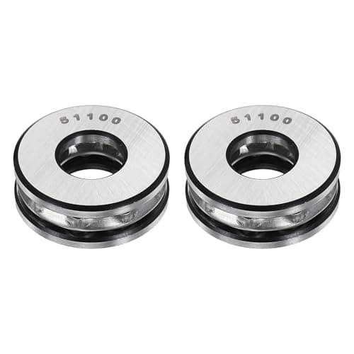 Image of sourcing map 2Pcs Thrust Ball Bearings, 10mm Bore 24mm OD 9mm Thick 51100 Single Row Roller, Chrome Steel Axial Ball Bearing, ABEC5