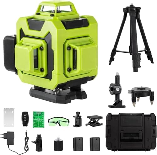 Image of STANEW 4x360° Laser Level, Self-Leveling 4D 16-Line Green Laser Level with Horizontal and Vertical Lines, Integrated Remote Control
