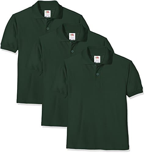 Image of Fruit of the Loom Unisex Baby Short Sleeve Polo Shirt, Bottle Green, 7-8 Years UK