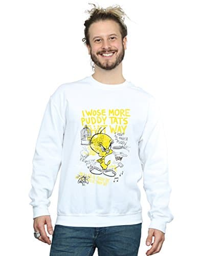 Image of LOONEY TUNES Men's Tweety Pie More Puddy Tats Sweatshirt Large White