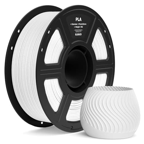 Image of ELEGOO PLA Filament 1.75mm White 1KG, 3D Printer Filament Dimensional Accuracy +/- 0.02mm, 1kg Spool(2.2lbs) Fit Most FDM 3D Printers