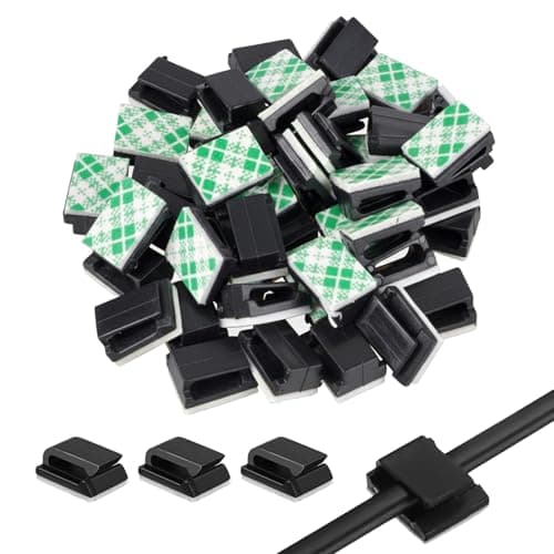 Image of 50 Pack Electrical Car Wire Clips, Self Adhesive Cable Clips Self Adhesive, Dash Cam Cable Clips, Stick on Cable Clips for Car, Office and Home (13 x 10 mm, Black)