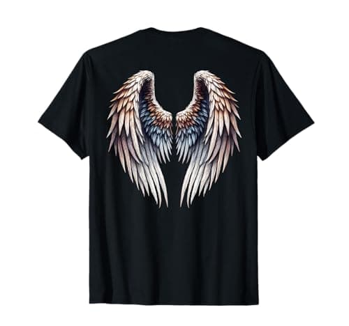 Image of Natural color Angelic Wings print on the back for men women T-Shirt