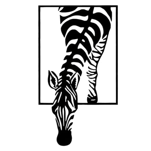 Image of Huspox Metal Zebra Wall Art Decor 40x23cm, 3D Zebra Head Down for Food, Zebra Hanging Plaques for Nursery Bedroom Black (40x23 cm)