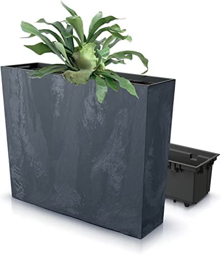 Image of B2C Tall Rectangle Ratan Planter Floor Standing Indoor Outdoor Patio Plant Pot Troug (Anthracite)