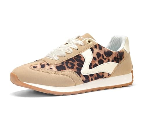 Image of LUCKY STEP Women's Fashion Sneakers Trendy Tennis Shoes Neutral Stylish Retro Trainers Casual Running Walking Shoes (Leopard, 8.5US-39EU-6UK)