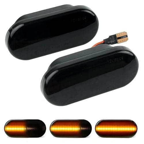 Image of 2Pcs LED Side Wing Indicator Repeater Sequential Turn Signal Light Compatible with VW Amarok Golf Jetta MK4 GTI Transporter T5, Replacement for Ford Fiesta Focus (Smoke Lens)