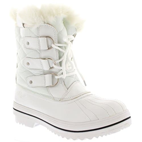 Image of Polar Womens Snow Boot Nylon Short Winter Snow Rain Warm Waterproof Boots , White , 5 UK