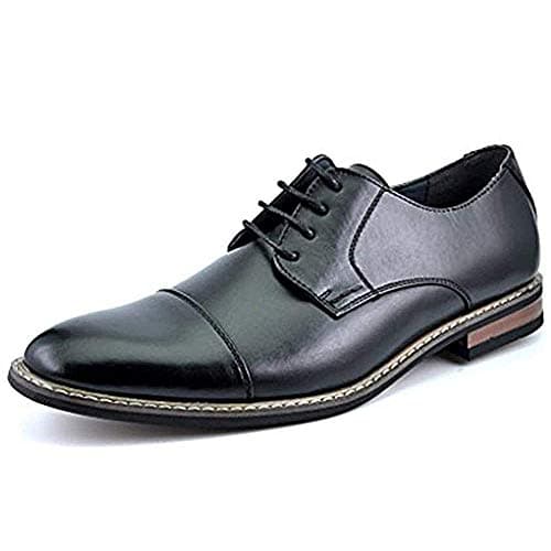 Image of Bruno Marc Mens Oxfords Shoes, Men's Lace-ups Formal Dress Derby, Leather Shoes for Men in Smart Cacual Shoes for Walking, Parade, Brogues, Suit, Wedding,Size 9,Black,Prince-6