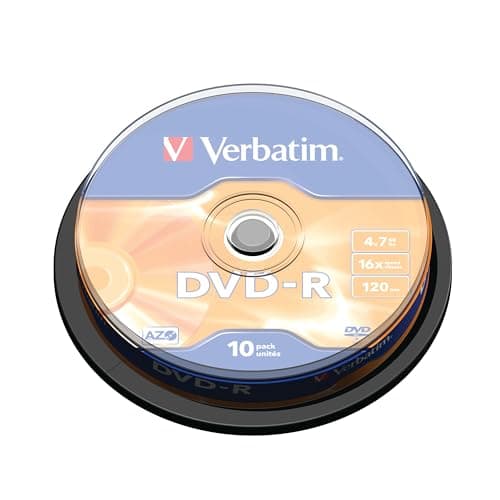 Image of Verbatim 1206432 DVD-R Discs with AZO Protection 10 Spindle Pack, Bulk Pack 10 x DVD-R Blank Discs with Hard Coat Scratch Guard and AZO Protection Against UV, 16x Speed, 4.7 GB