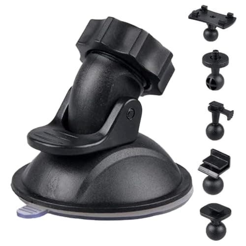 Image of Car Suction Cup For Dash Cam Holder With 5 Types Adapter | Vehicle Video Recorder On Windshield & DashBoard Mount | 360 Degree Angle Car Mount For Driving DVR Camera Camcorder GPS Action Cameras