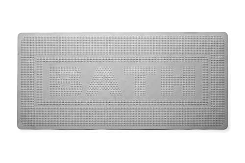 Image of Croydex Non Slip Bath Mat - 'BATH' Modern Design, Durable Natural Rubber Mat with Secure Suction Cups, Anti Bacterial Treatment Anti Mould 34 x 74cm (Grey)