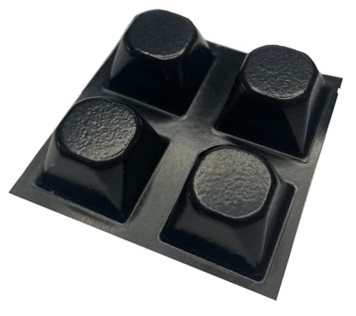 Image of Black Self Adhesive Polyurethane Bumper Stops Feet Bumpons 20.6mm x 13.2mm Square (Pack of 4)