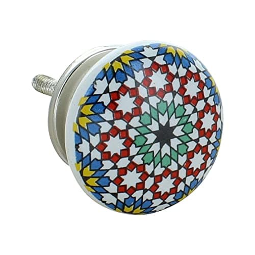 Image of G Decor Moroccan Ceramic Door Knob Vintage Shabby Chic Cupboard Drawer Pull Handle (Snowflakes ll)
