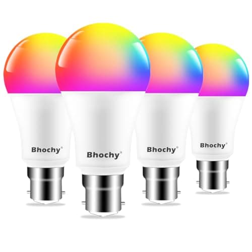 Image of Bhochy Light Bulbs Work with Alexa B22, 120W Equivalent Smart LED Bulbs Colour Changing Bayonet, 2700-6000K Adjustable + 16 Million RGB Colours, 1200LM, APP & Voice Control, No Hub, No WiFi(4 Pack)