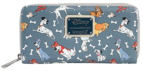Image of Loungefly Disney Dogs Wallet Zip Around Clutch Faux Leather, Grey, One Size, Zippered Wallet