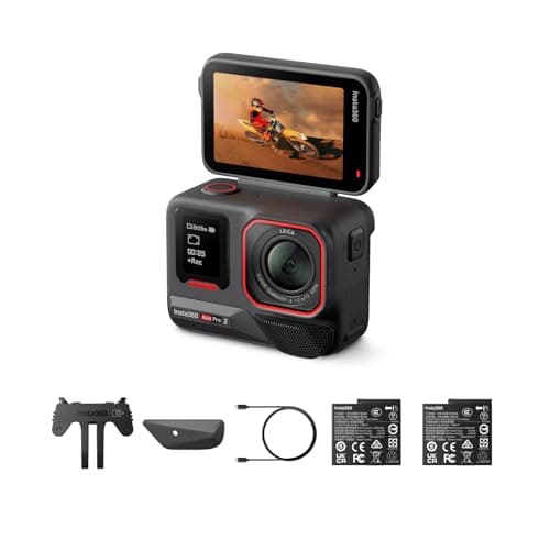Image of Insta360 Ace Pro 2 Dual Battery Bundle - 8K Waterproof Action Camera Co-Designed with Leica, 1/1.3" Sensor, Dual AI Chip, Low Light Quality, Advanced Audio, Flip Screen, AI Edition, Motorcycle