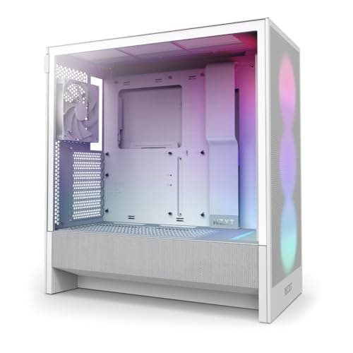 Image of NZXT H5 Flow RGB 2024 - Compact ATX Mid-Tower PC Gaming Case - High Airflow - F360 RGB Core (CV) Included - 360mm Front & 240mm Top Radiator Support - Cable Management - Tempered Glass - White