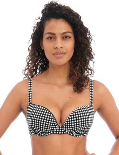 Image of Freya Women's Standard Check in Uw Moulded Bikini Top, Monochrome, 34DD