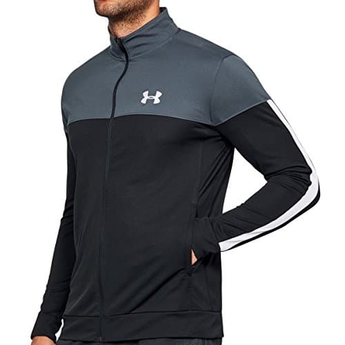Image of Under Armour Sportstyle Pique Track Jacket, Lightweight and Breathable Men’s Fleece, Comfortable Tight-Fit Running Jacket Men, Grey (Stealth Gray/White (008)), S