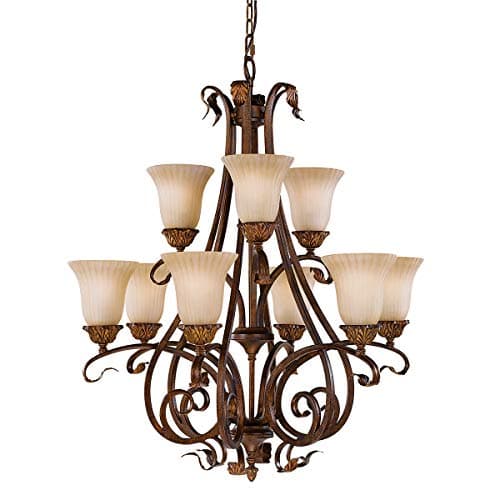 Image of 9 Bulb Chandelier Hanging Pendant Light - Aged Tortoise Shell - LED E27 60W Bulb