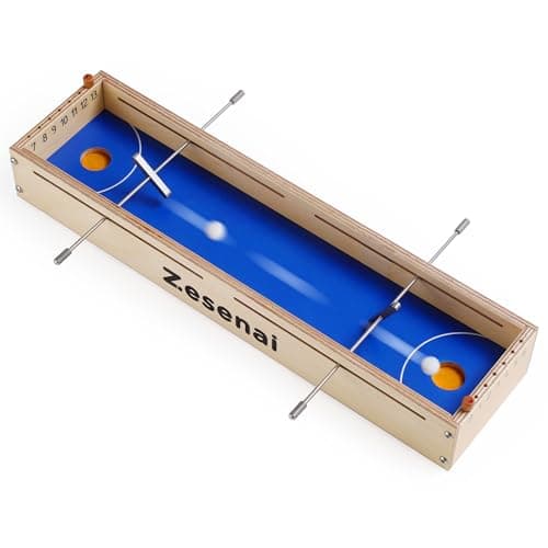 Image of Zesenai Micro Football Reflex Game – Mini Foosball & Air Hockey Tabletop Game, Fast-Action 2 Player Wooden Skill Game for Kids and Adults, Fun Family Night or Friends Party