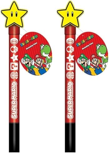 Image of Pyramid International Super Mario Pen with Spinning Topper (Super Star Design) - Official Merchandise (Pack of 2)