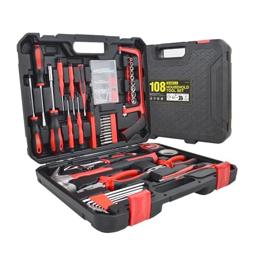 Image of Gunpla 108pcs Tool Kit Home Professional Hand Tools Set, DIY Essential Fixing Repair Maintenance Accessories Toolkit Box with Storage Blow Case Toolbox