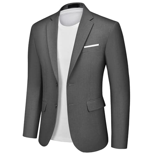 Image of Autsel Mens Blazer Smart Casual Slim Fit Formal Business Suit Jackets Two Buttons Wedding Jackets Lightweight Dark Grey L