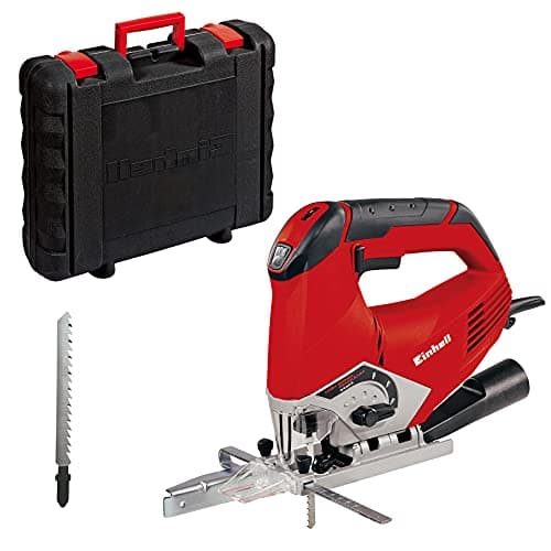Image of Einhell TE-JS 100 Electric Jigsaw | 100mm Cutting Depth, Swivel Soleplate For 45° Mitre Cuts, Pendulum Action, Electronic Speed Control, Dust Extractor | Power Saw For Wood, Plastic and Metal