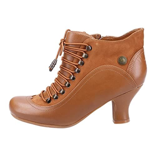Image of Hush Puppies Female Vivianna Lace Up Heeled Boot, Tan, 3