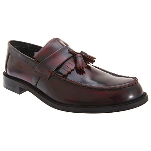 Image of Roamers Mens Toggle Saddle Loafer Leather Shoes - Oxblood, Oxblood, 10 UK