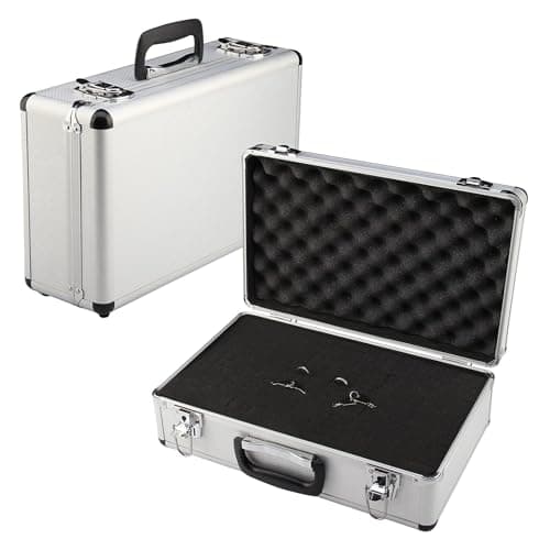 Image of M.J COMFY-LIFE Aluminium Storage Box 400x240x125 mm Flight Case Large Hard Tool Storage Box Lockable Key Camera Storage Case