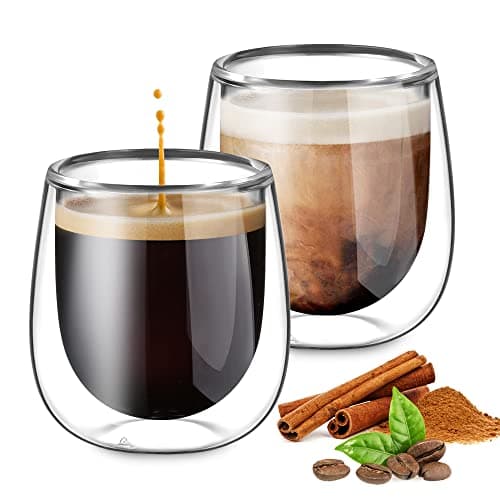 Image of glastal Double Walled Espresso Coffee Glass Cups Glasses Borosilicate Glasses for Tea Dessert 100ml (4oz) Set of 2