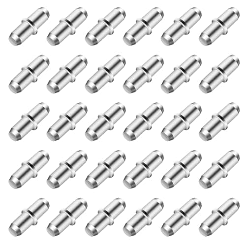 Image of 80 Pcs Shelf Support Pegs, Metal Shelf Pegs Shelf Pins, 5mm Kitchen Cupboard Shelf Supports Pegs Pins Shelf Studs for Kitchen Cabinets Wardrobe Furniture Shelves Wood Glass Shelf Bracket Pegs Pins