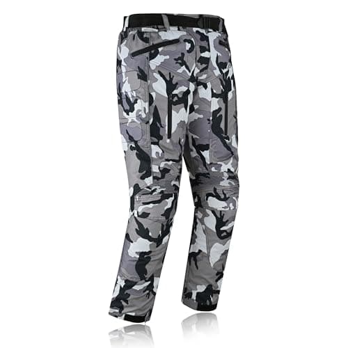 Image of Mens Motorbike Waterproof Black Cordura Textile Armoured Motorcycle Biker Trousers CE Approved Armors Safety Protection Lined Thermal Trousers (UK, Numeric, 32, Regular, Regular, Grey Camo)