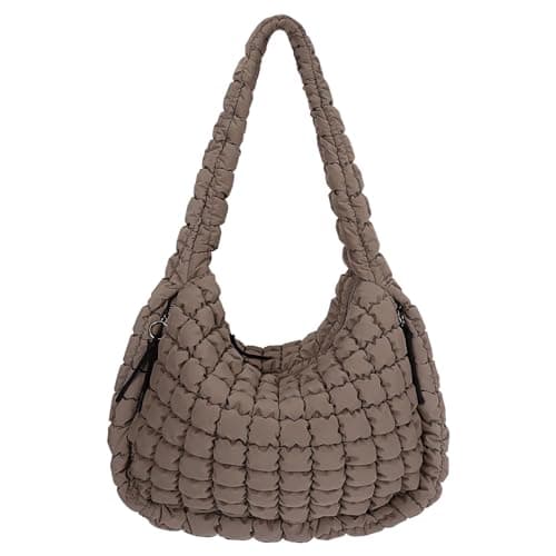 Image of ACUYE Quilted Tote Bag for Women Puffer Bag Quilted Carryall Large Puffy Shoulder Bag Padding Hobo Bag