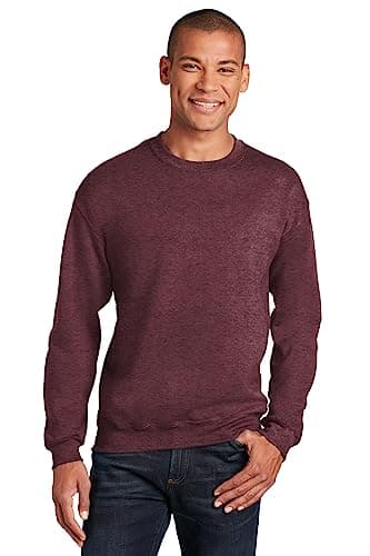 Image of Gildan Adult Fleece Crewneck Sweatshirt, Style G18000, Heather Sports Dark Maroon, 3XL