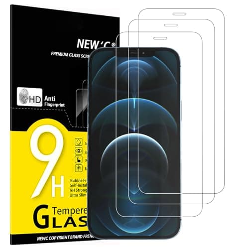 Image of NEW'C 3 Pack Designed for iPhone 12 Pro Max Screen Protector (6.7"), Enhanced Tempered Glass Protection, Case Friendly Scratch Resistant,Bubble-Free, Ultra Resistant