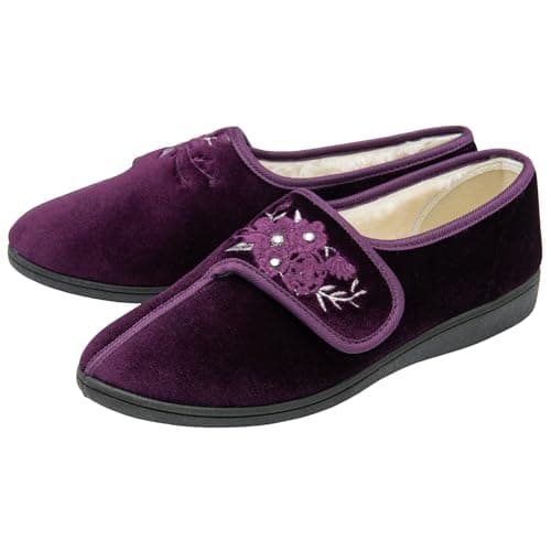 Image of NorthSole Ladies Womens Slippers Slip On Hook & Loop - Purple - UK 8