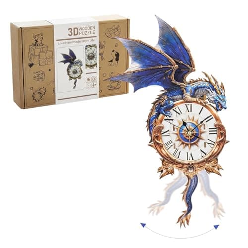 Image of Lilcubics 3D Wooden Dragon Clock Puzzle for Adults - Mechanical Model Building Kit with Pendulum & Chime, DIY Wall Clock for Home Office Decor, Christmas Dragon Gifts Ornament for Men Women