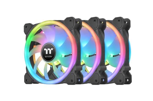Image of Thermaltake SWAFAN 12 RGB Radiator Fan TT Premium Edition 3 Pack, Swappable Fan Blade Design, Customizable air Flow Direction, 2000 RPM, CL-F137-PL12SW-A, 120mm Black