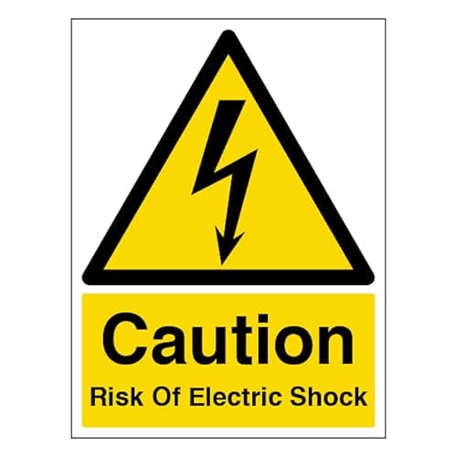 Image of V Safety Caution Risk Of Electric Shock - Portrait 150 x 200mm - 1mm Rigid Plastic Safety Sign