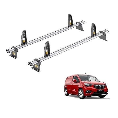 Image of Van Guard Roof Rack for Vauxhall Combo (2018+) 2 Aluminium Roof Bars with Loadstops [Note: Only Suitable for Models with Twin Rear Doors.] - UltiBar Plus - VG338-2